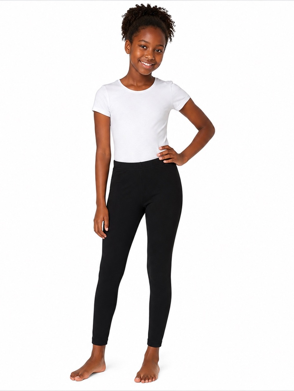 32 Degrees Heat Girls Black Thermal Stretch Leggings Elastic Waist Small